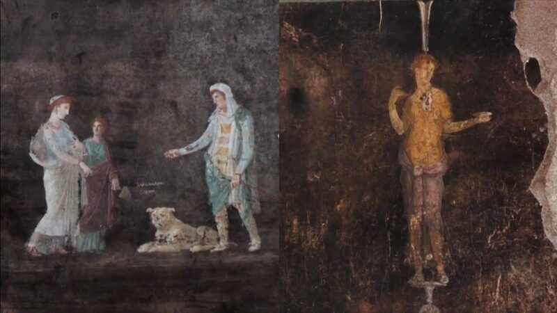 古代都市ポンペイで発見された洗練されたフラスコ画。