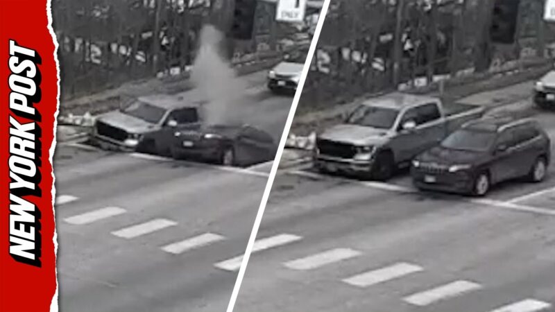 交差点のカメラが信号待ちの車の下の地面が陥没してしまう瞬間を捉える！