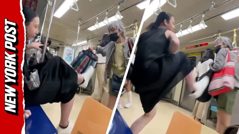 台湾の列車内で席を巡る高齢女性と若い女性が口論して高齢女性が吹っ飛ばされる！！