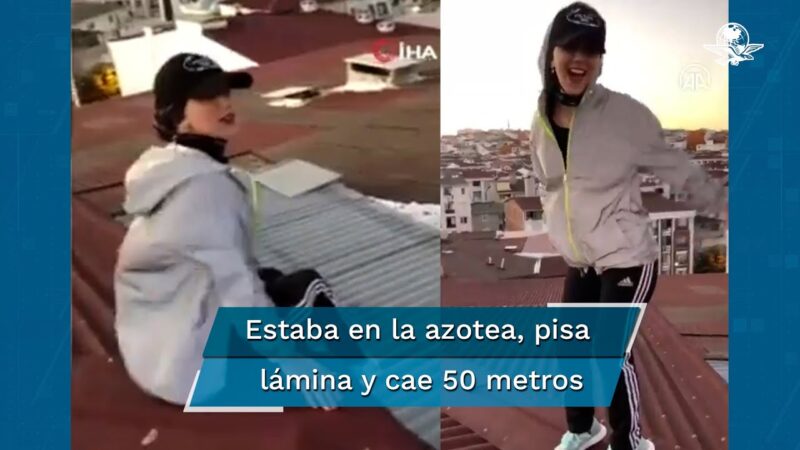 屋根で夕日を撮影しようとした女性インフルエンサーが屋上から転落する瞬間！！