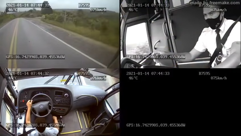 曲がってきた車が対向のバスに正面衝突してしまった瞬間！！