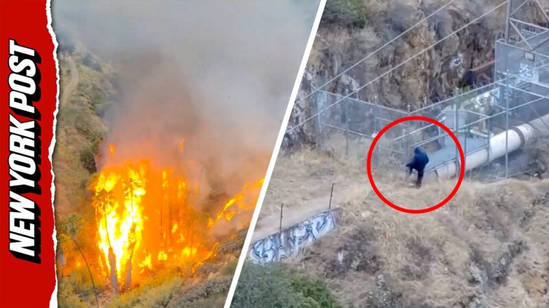 放火で5エーカーの山火事に拡大し容疑者が逃走する瞬間！！